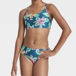 NWT Art Class Girls Tropical Floral 2 PC Swimsuit XS 4/5